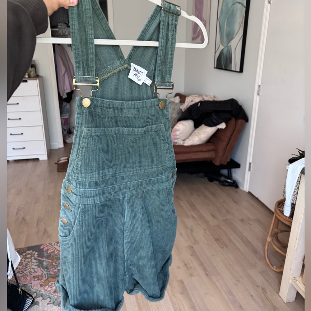 Green Princess Polly corduroy Overhalls Shorts